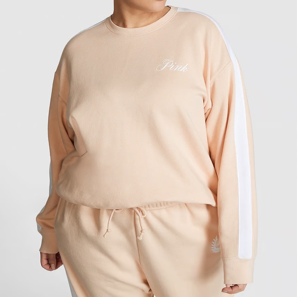 PINK Tan Fleece Classic Crew Sweatshirt Size XL